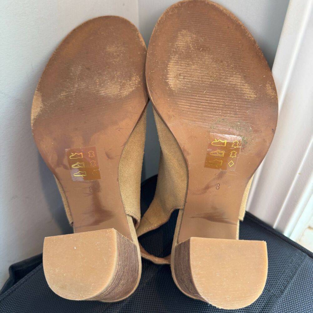 Madewell Cary Tan Suede Slingback Heels Open Toe Block Sandals Size 8 - Picture 7 of 8